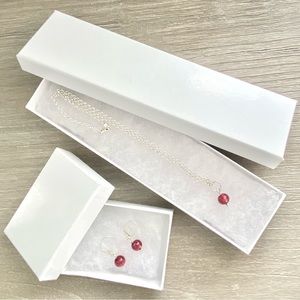 Italian Murano Ruby Red glass bead necklace/earrings set- .925 sterling silver